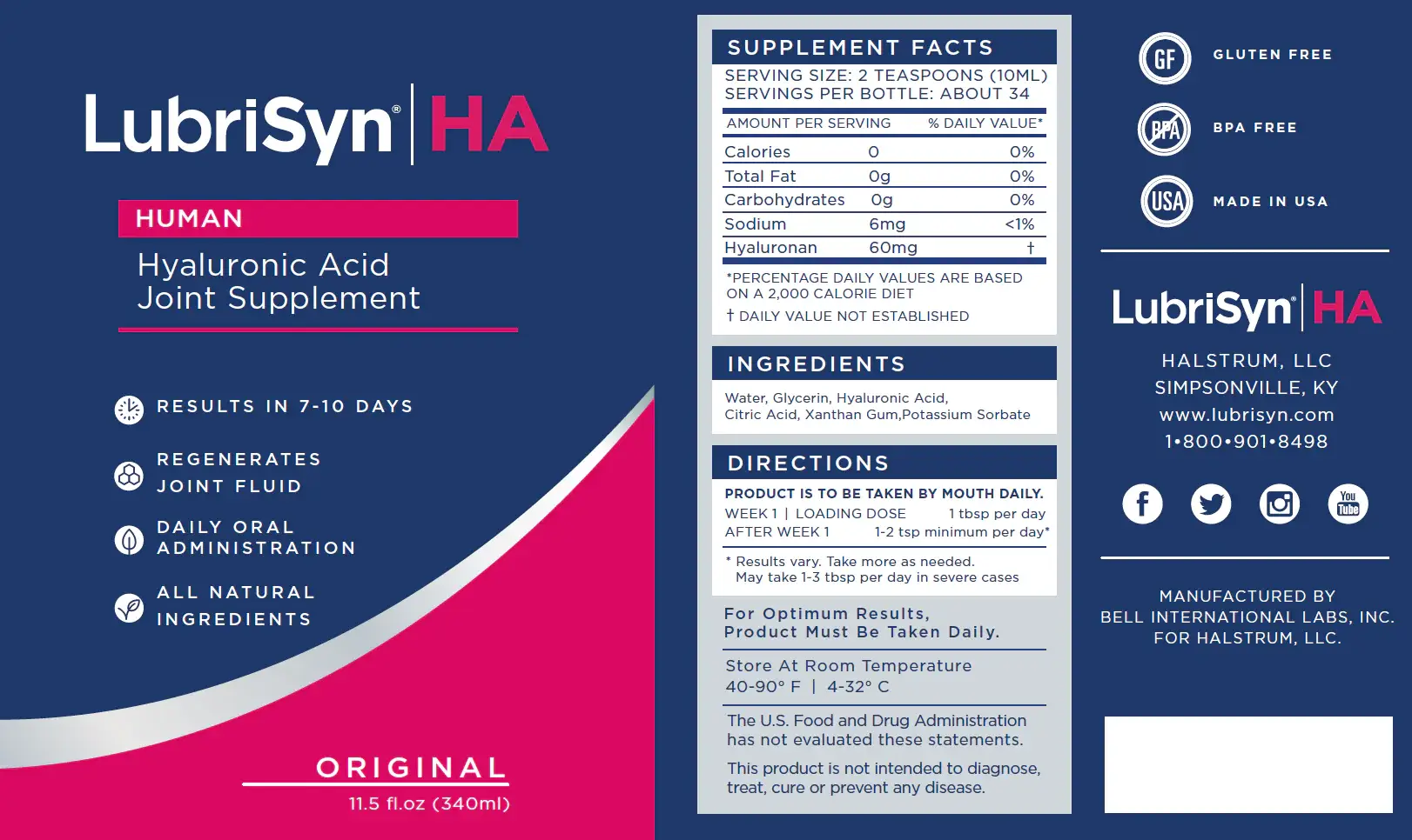 LubriSyn - Vente Supplément oral/vitamine - Complément alimentaire pour les articulations à l'acide hyaluronique LubriSynha5