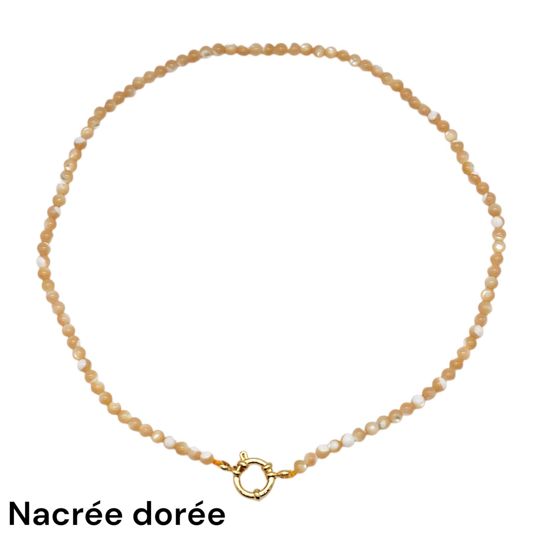 Foliesbijoux - Wholesale Beaded/Pearl Necklace - 43 cm 4 mm necklace with gold-plated stainless steel buoy clasp (20 stones available)7