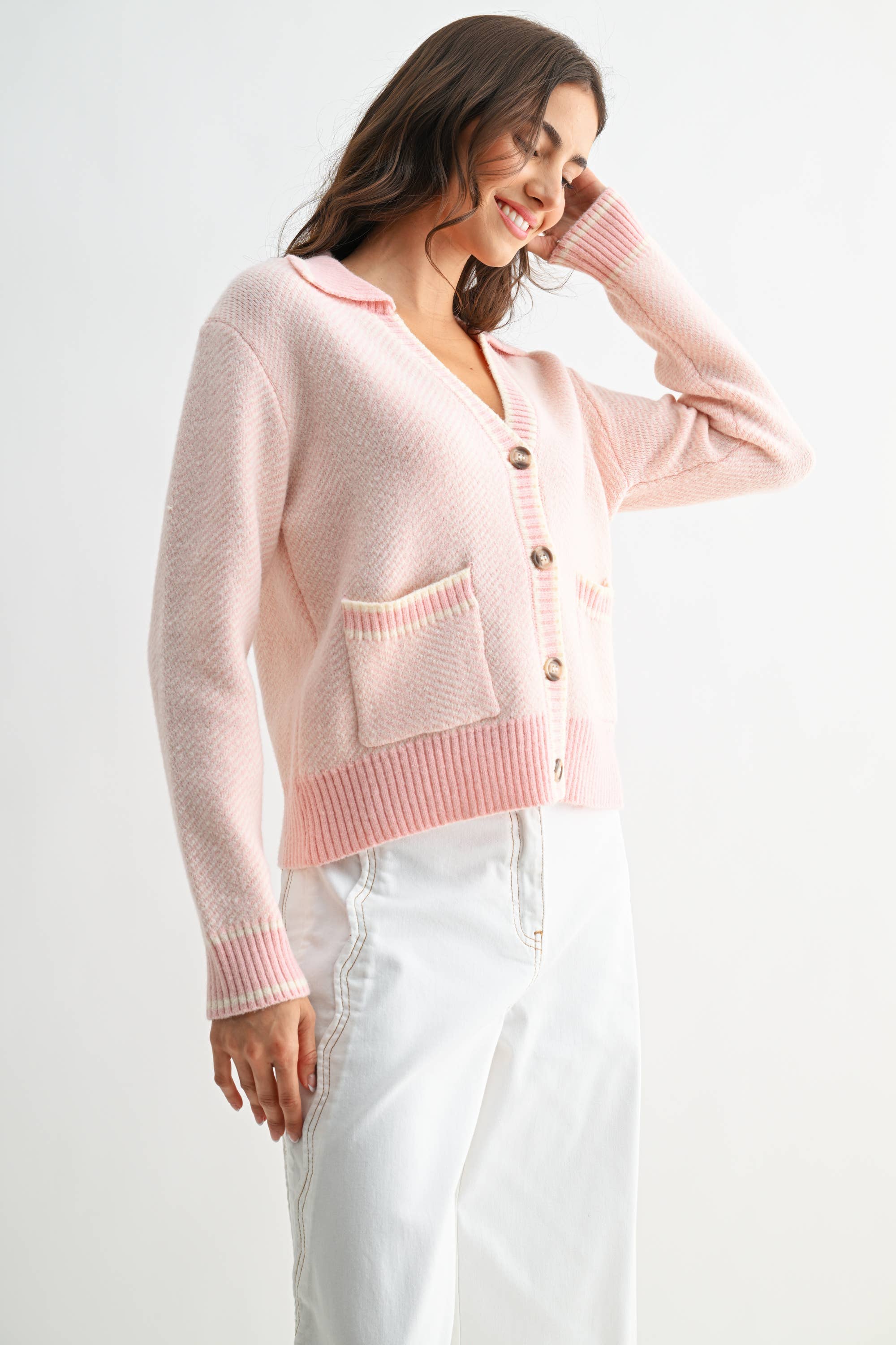 Camellia - Wholesale Knit Sweater - Women's - CW10236E HERRINGBONE KNIT CARDIGAN35