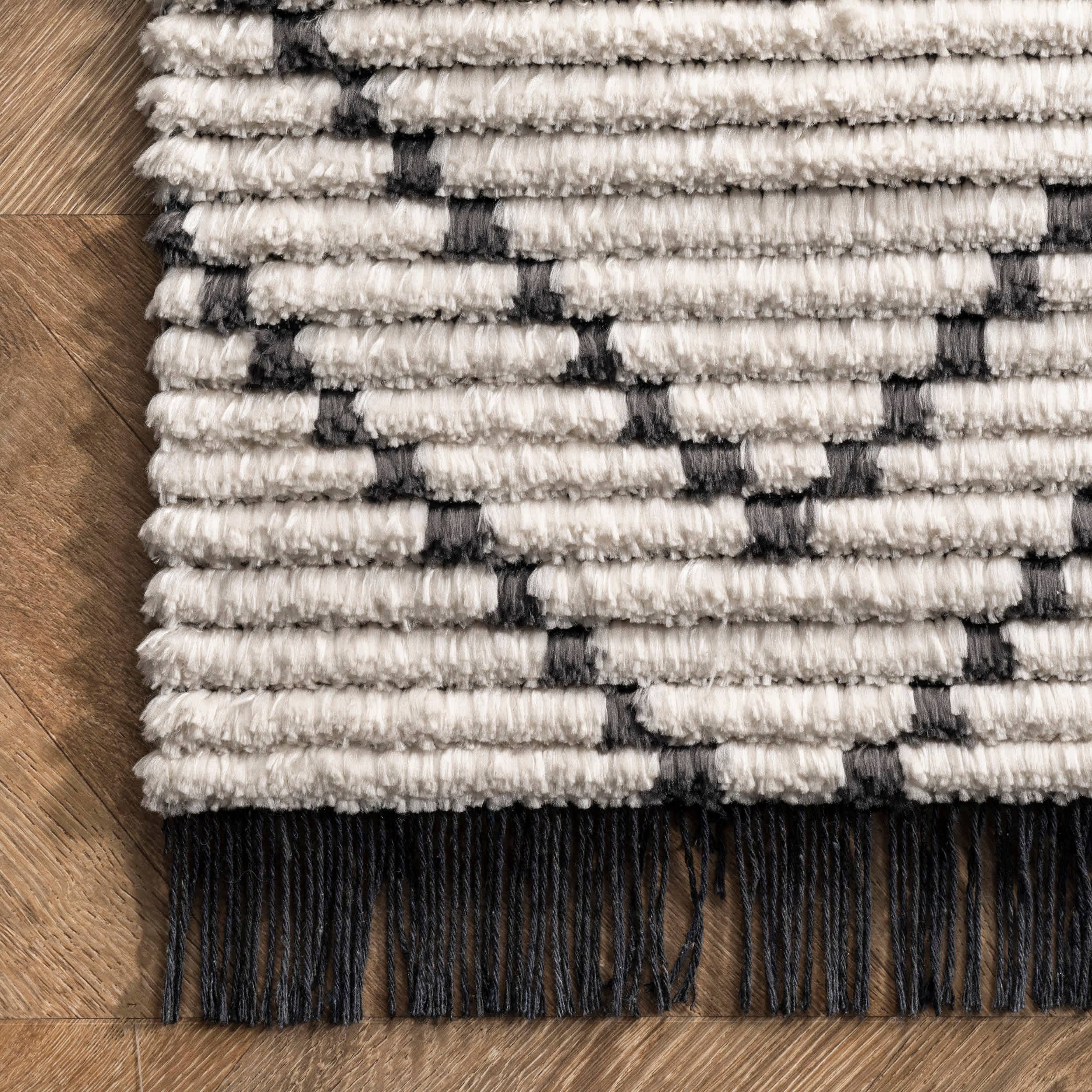 Beige Carlina Modern Geometric Soft Shag Fringe Area Rug for wholesale on Faire3