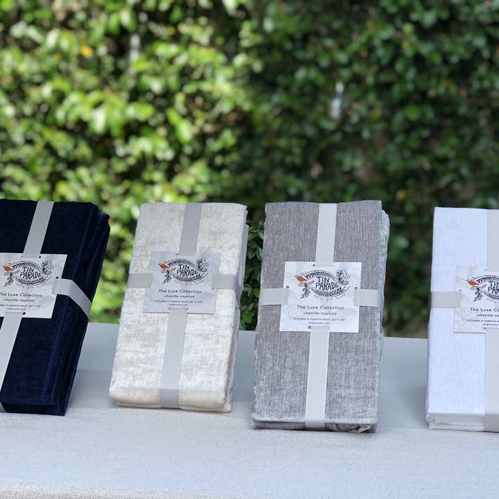 Sample luxe napkin set (1 of each of the 4 colors for wholesale by Tin Parade