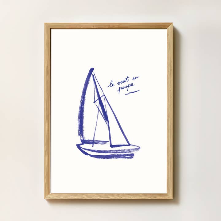 Affiche Voilier "Le vent en poupe" pour la vente par intemporalis