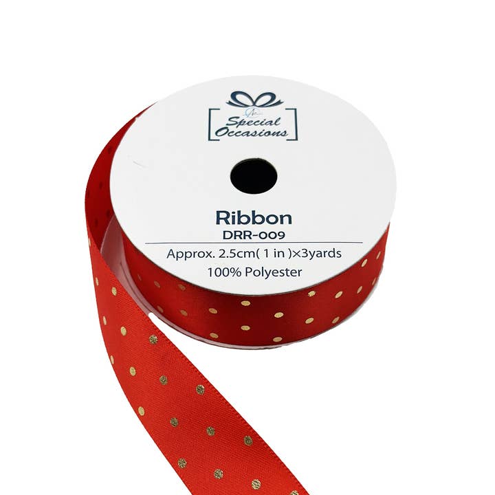 Angels Craft - Wholesale Ribbon - Gift Wrapping - Set of 12 decorative satin ribbon rolls with polka dots3