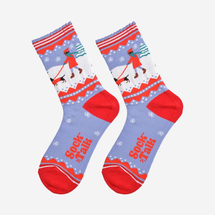 Sock Talk – wholesale Socks – Women's – Women's Bamboo Socks - Blue/Red, Sausage Dog Walk1
