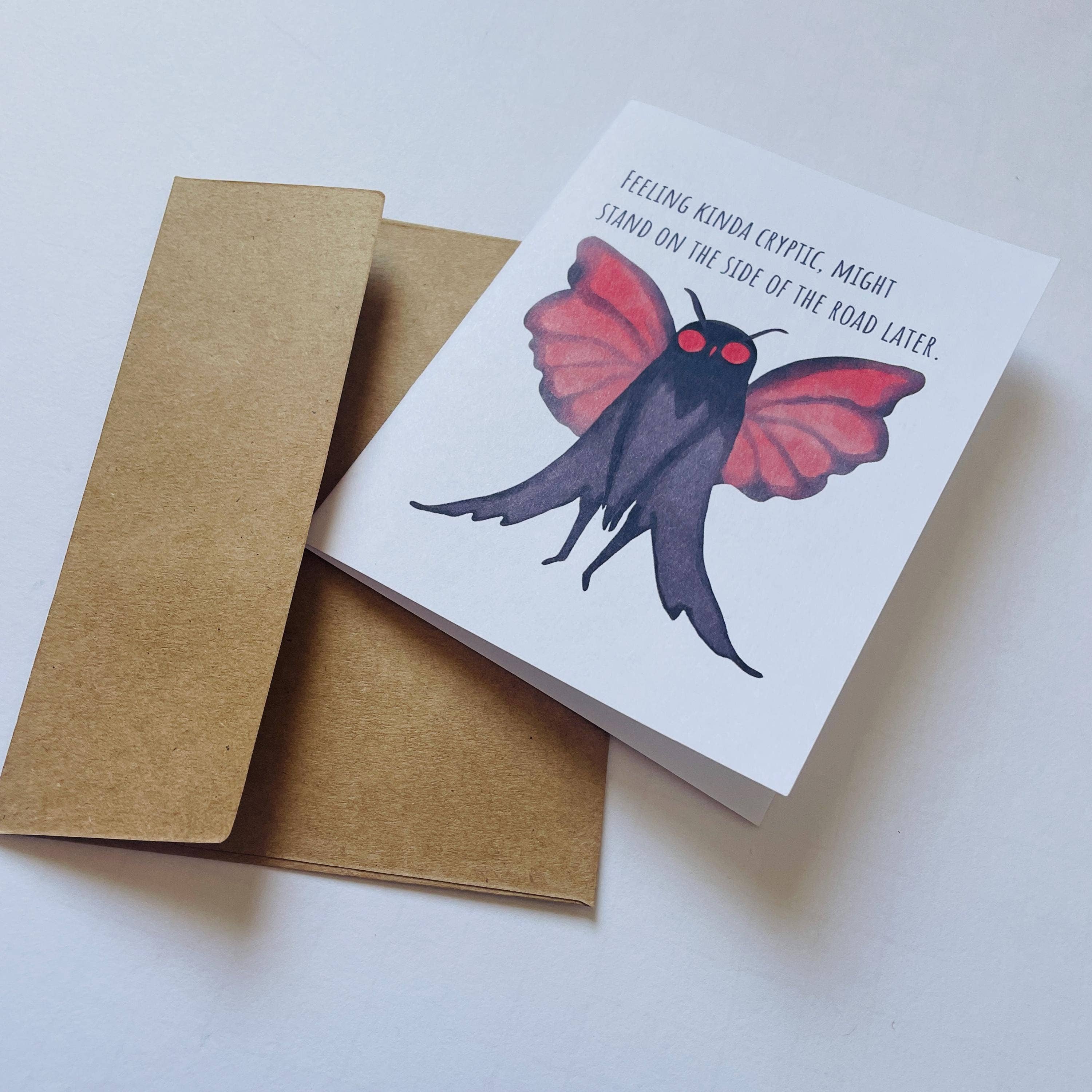 Cryptic Paper Co. - Wholesale Everyday Greeting Card - Mothman Cryptic Humor Card For Any Occasion4