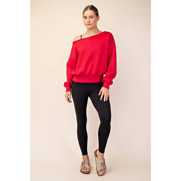 Apolline - Wholesale Sweatshirt - Women's - FRENCH TERRY FLEECE OFF SHOULDER SWEATSHIRT