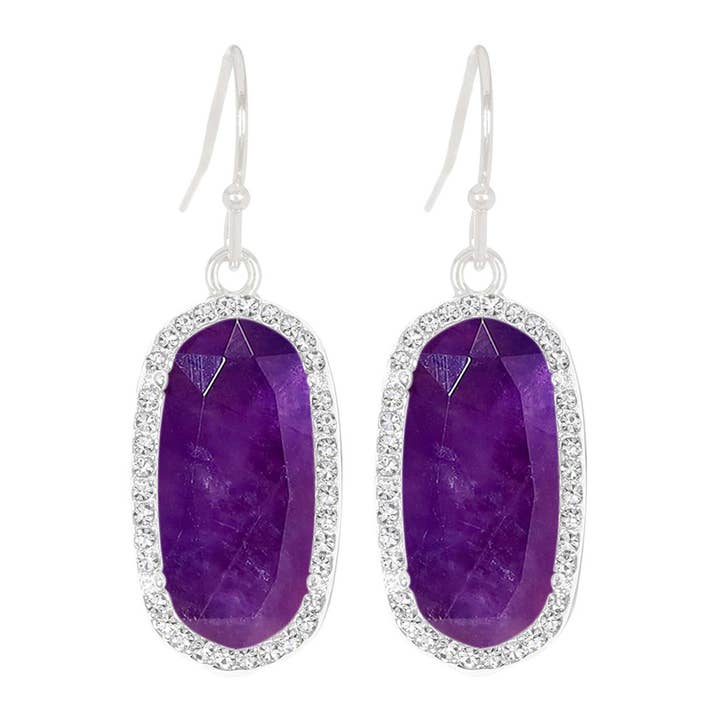 Zoey Simmons – Brincos de argola por atacado – Brincos Amethyst Halo Drop - SF0