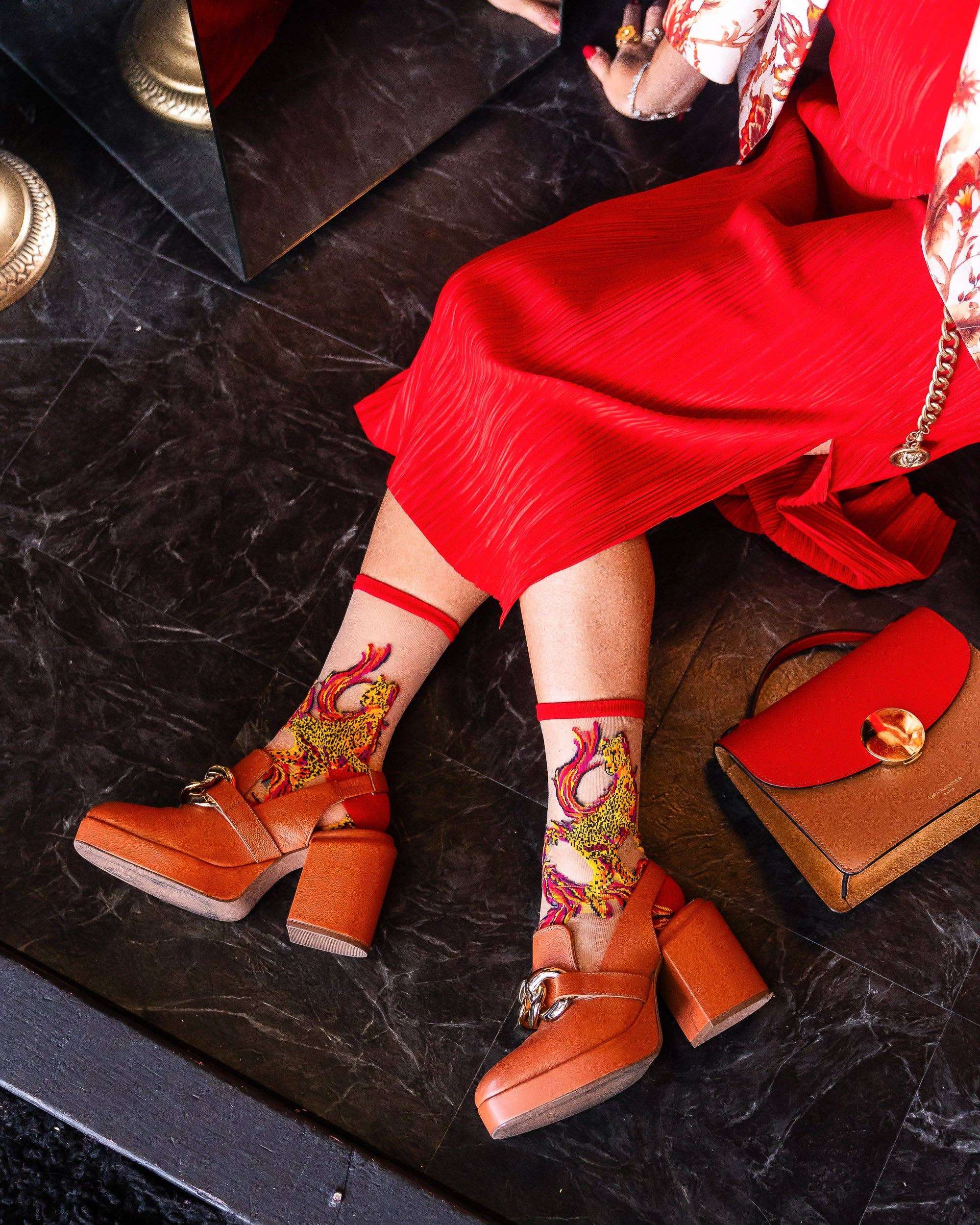 Sock Candy – wholesale Strumpor - Dam – Flaming Cheetah Sheer Crew-strumpa7