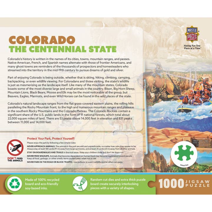 Masterpieces Puzzles - Wholesale Puzzle - Adult - Colorado - The Centennial State 1000 Piece Puzzle