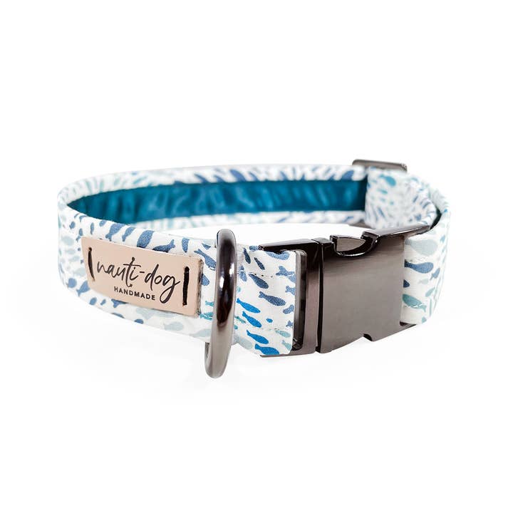 Collier pour chien Shoal School of Fish Buckle & Martingale pour la vente par Nauti-dog Handmade