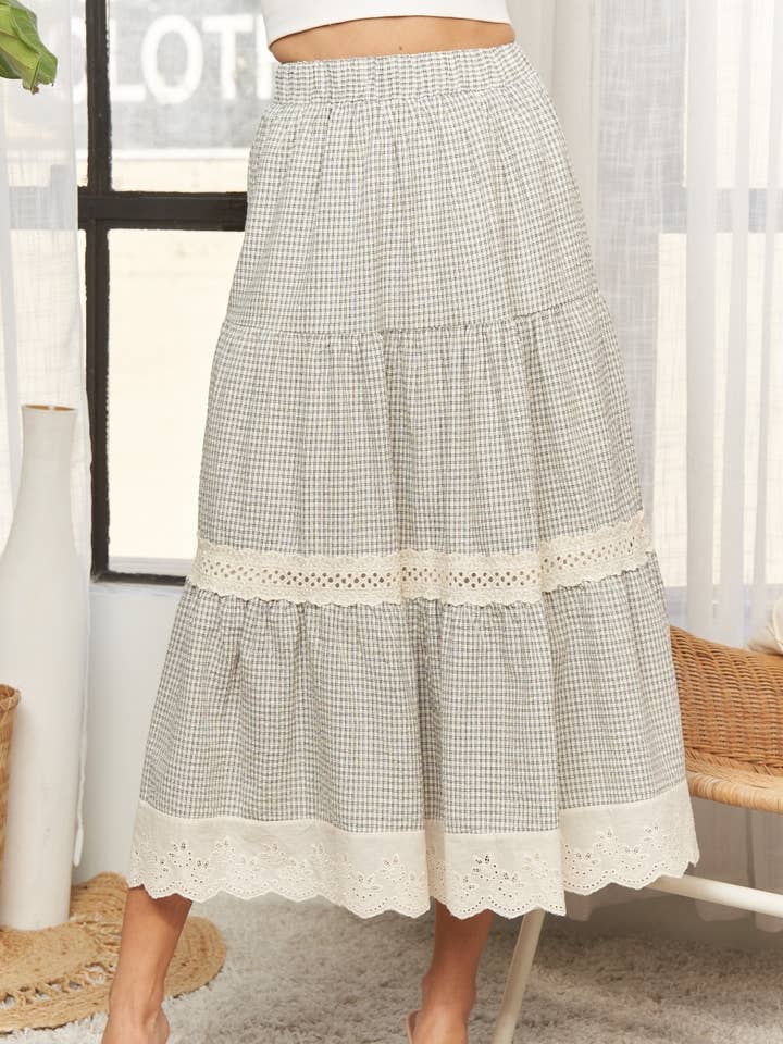 LES4088 - TIERED MIDI SKIRT for wholesale by Madelyn