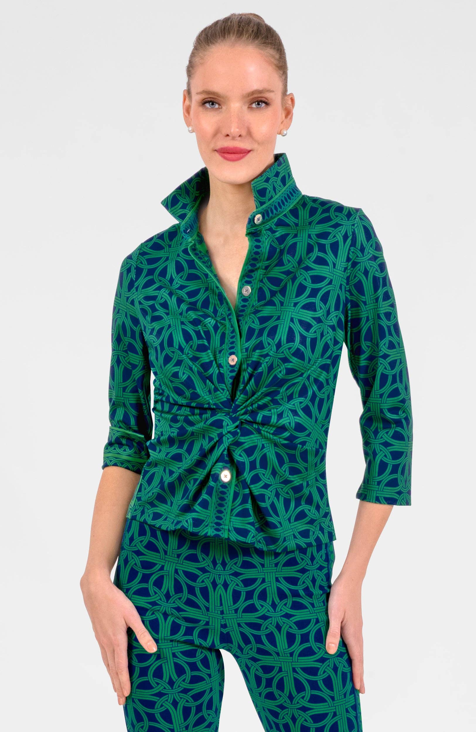 Gretchen Scott LLC – wholesale Buttoned-down shirt – Women's – Twist & Shout Top - Ring Toss0