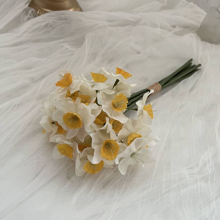 Sweet Home Deco - Venta al por mayor Flores artificiales - Flores Artificiales de Narcisos de Seda de 16'', Ramilletes Florales