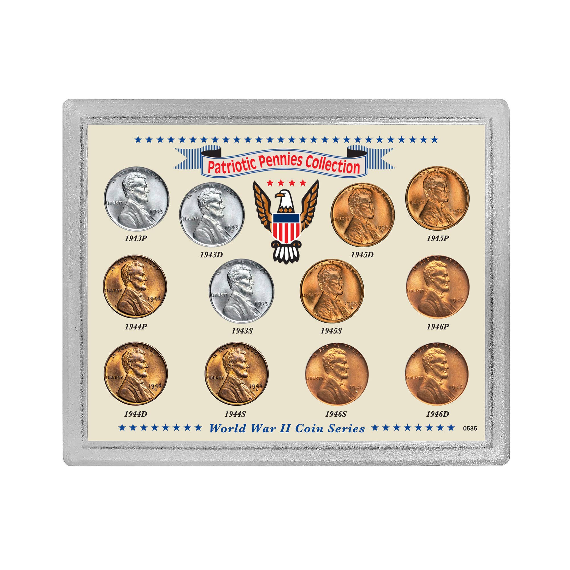 American Coin Treasures - Wholesale Keepsake Coin/Token - Patriotic Pennies Collection In Sealed Acrylic Display Case