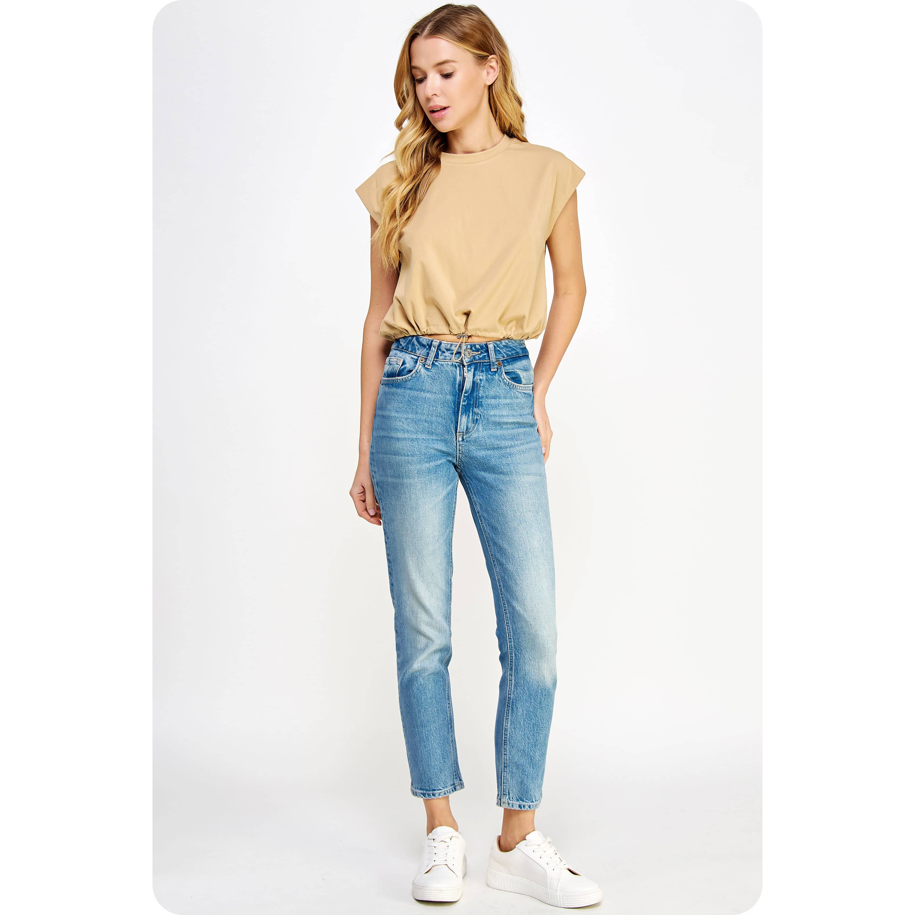 Strut & Bolt - Wholesale Knit Top - Women's - Drawstring Knit Cap Tee Top3