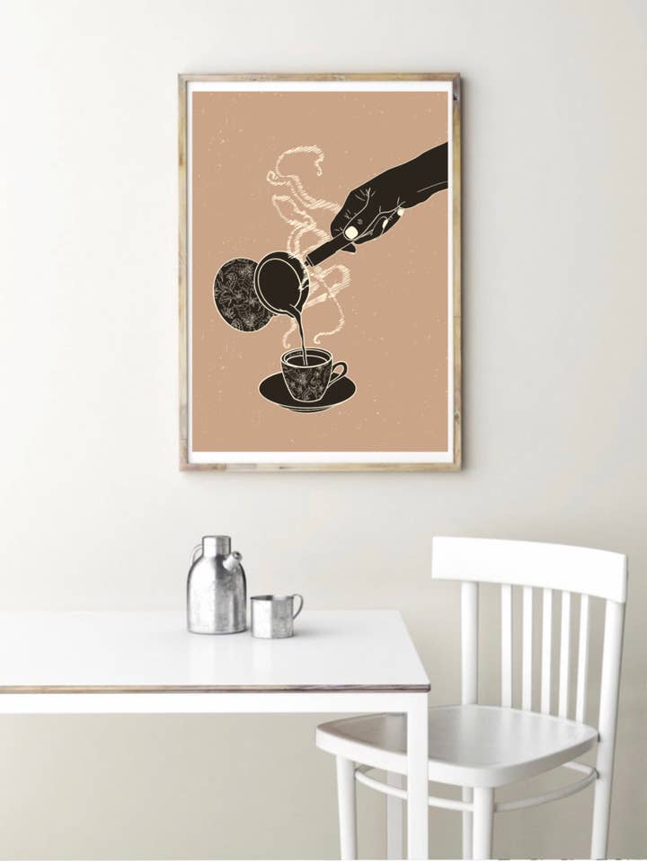 Stampa artistica giclée con caffè turco per la vendita all'ingrosso da parte di Sheena lange Illustrations