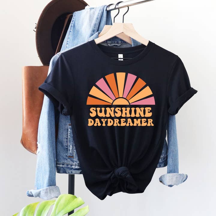 Sunshine Daydreamer Black Tee for wholesale by Simply Tees