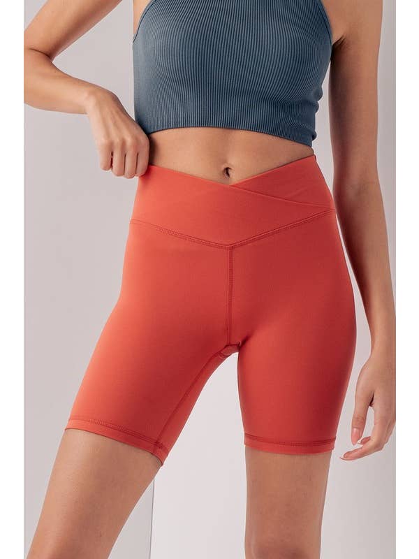 Urban Daizy - Wholesale Athletic Shorts - Women's - Cross Front High-Waisted Bike Shorts12