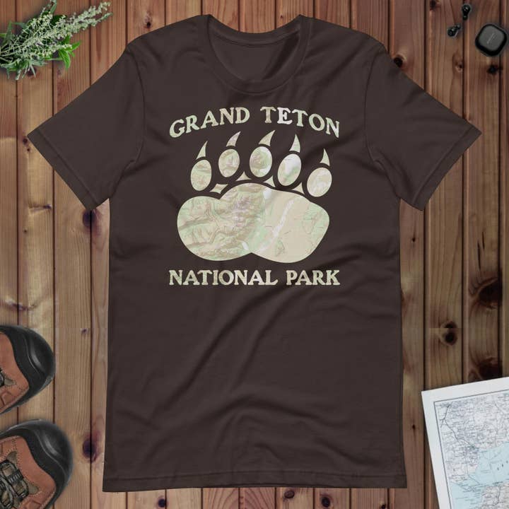 Park Service Apparel - Wholesale Screen Printed T-Shirt - Unisex - Grand Teton Bear Claw Topo T-shirt7