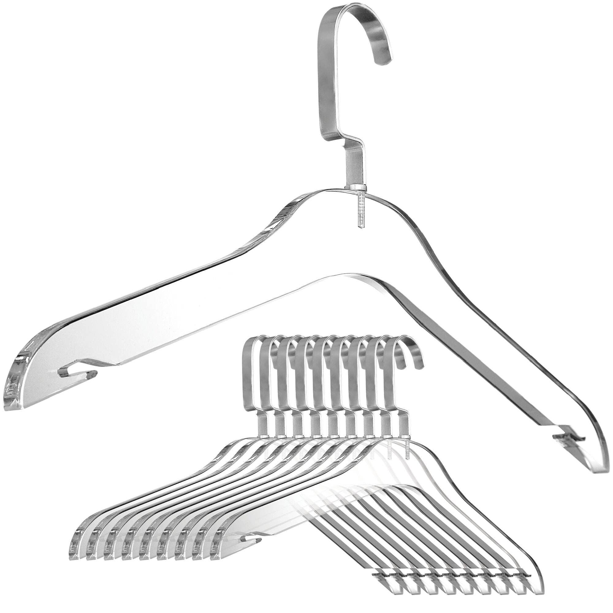 DesignStyles Home - Wholesale Clothes Hangers - Clear Acrylic Clothes Hangers with Silver Colored Hooks1