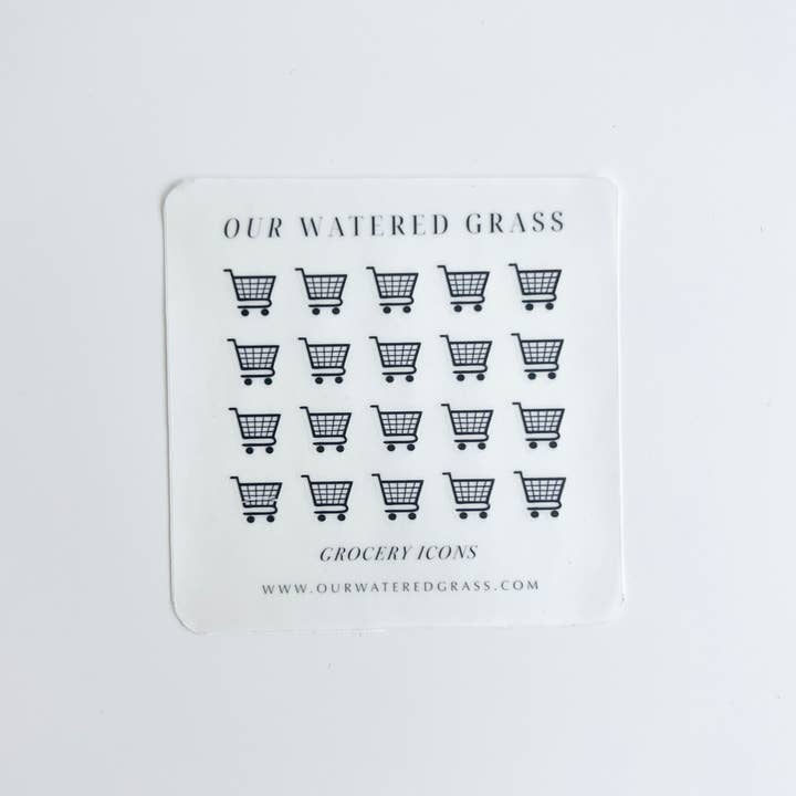 Mini Grocery Cart Icon Sticker Sheet | Planner Sticker for wholesale by Our Watered Grass