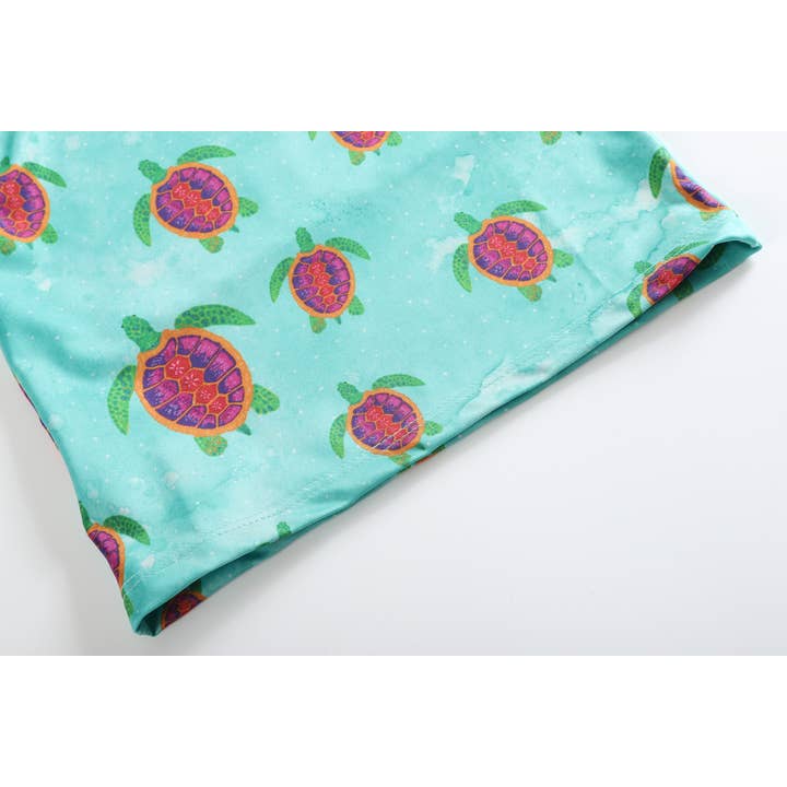 Lil Cactus - Wholesale Rashguard Set - Kids - Special Purchase -Turquoise Turtle Ruffle Rashguard 2 pc Set
