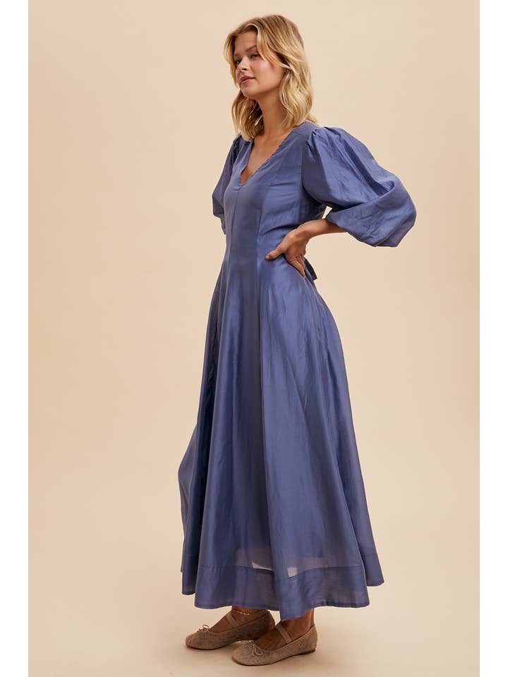 In Loom - Vente Robe – femme - Robe évasée en Tencel avec manches bouffantes