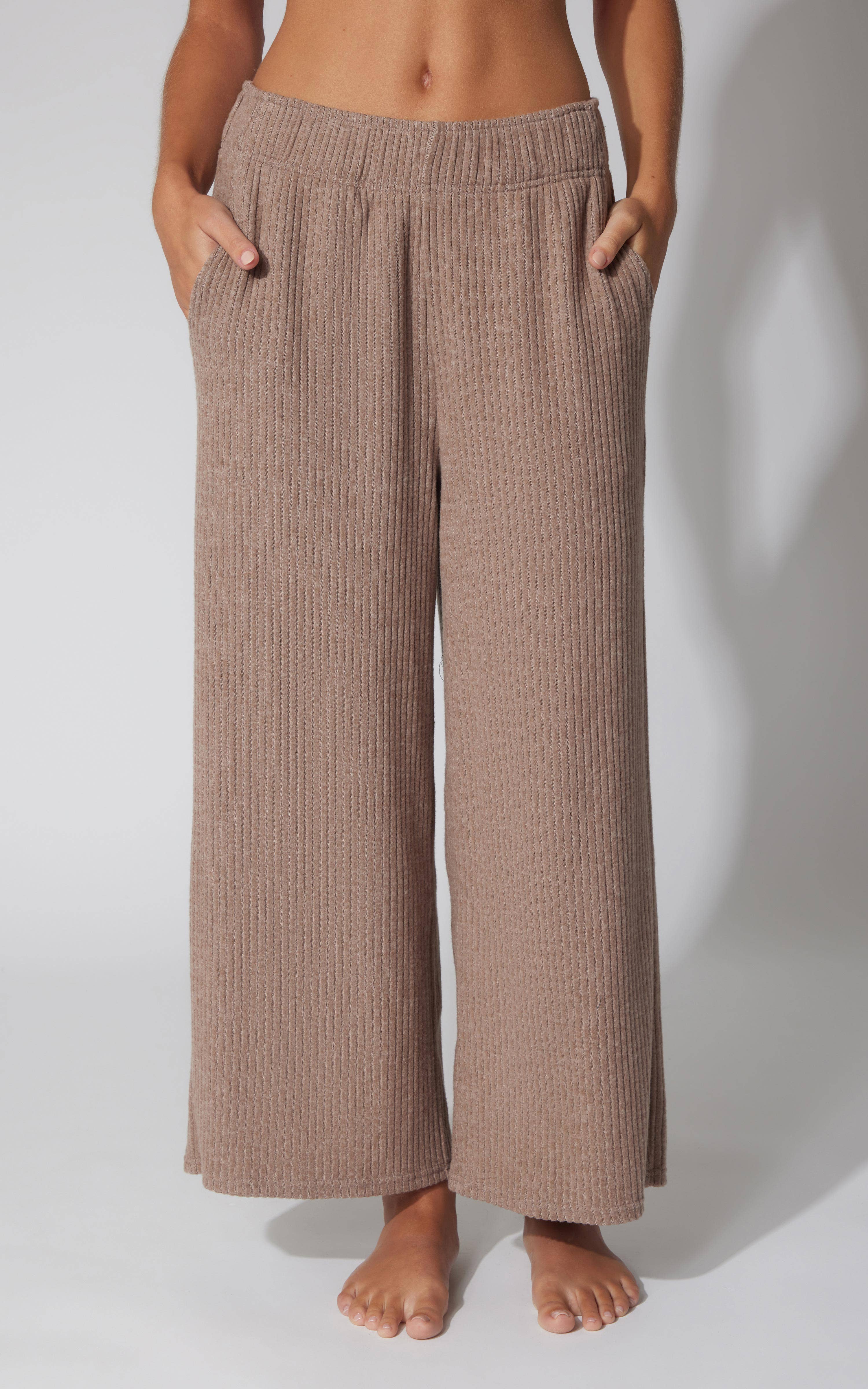 90 Degree by Reflex & Yogalicious - Wholesale Pants - Women's - Women's Rib Knit Everyday Wide Leg Pant with Side Pockets3