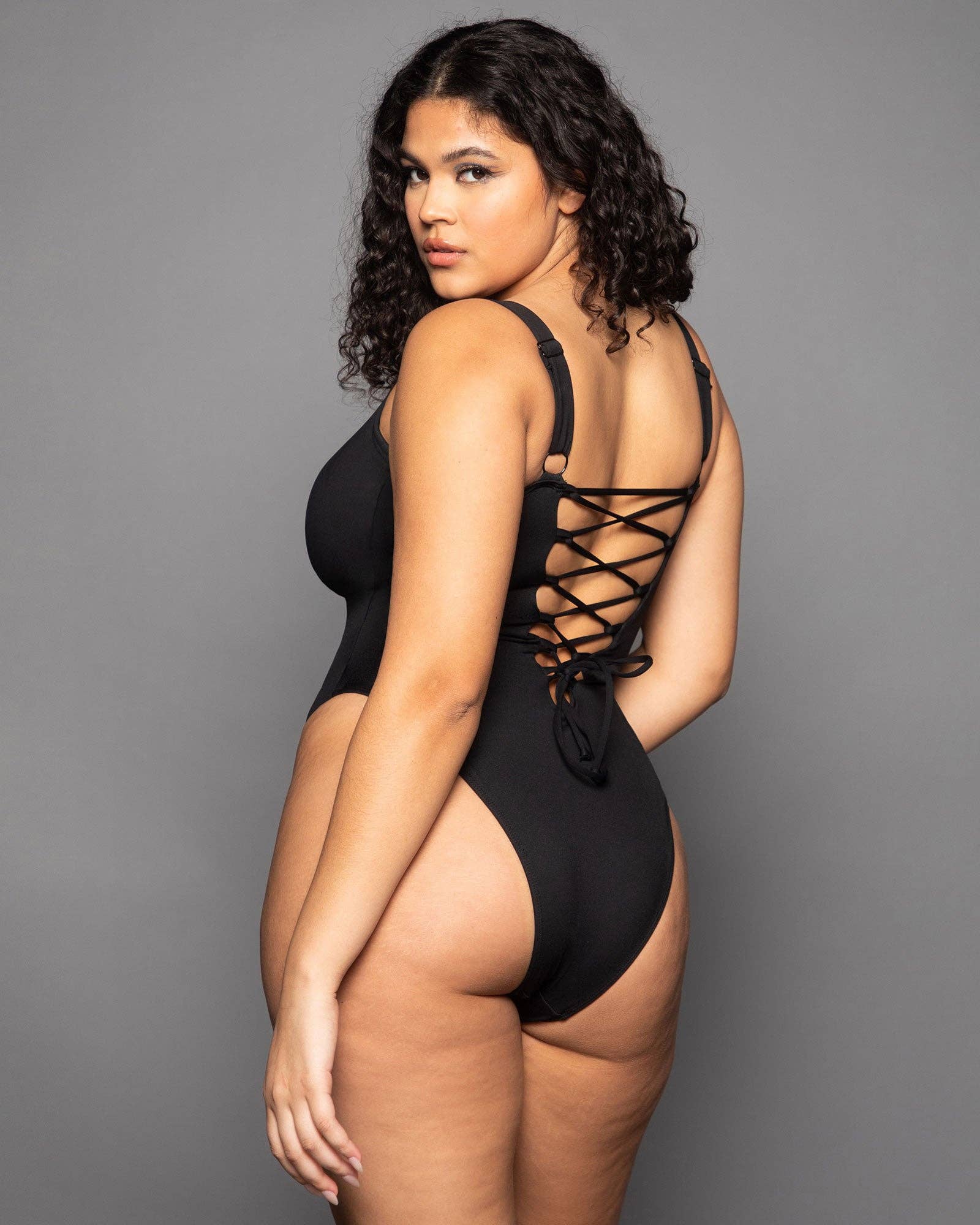 TA3 Swim - Wholesale One Piece Swimsuit - Women's - Hi Cut Squarey - Black1