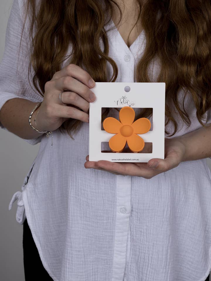Claw Clip -- Flower - Orange for wholesale by Nakoa The Label