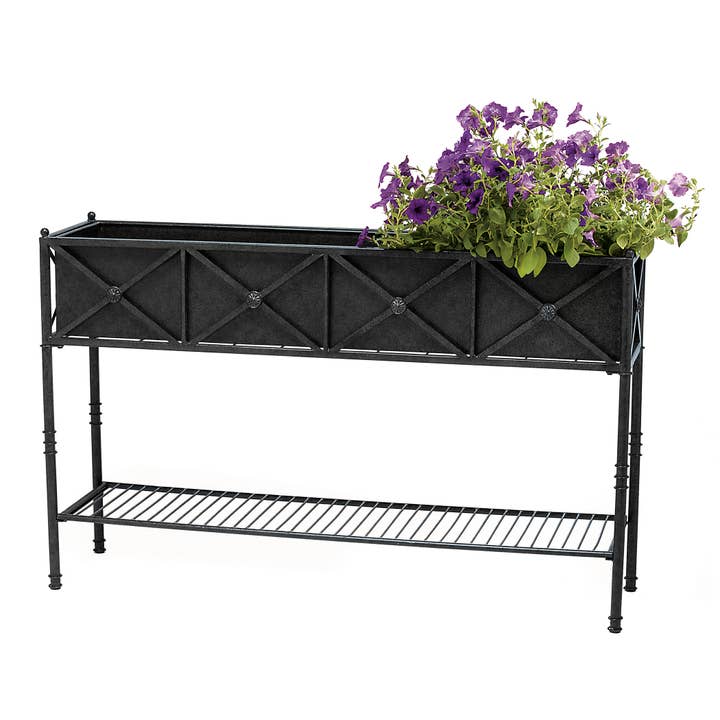 48" Rosette Planter w/ Tin Liner (Black) for wholesale by Deer Park Ironworks