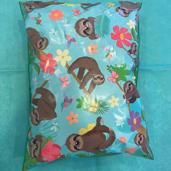Sloth poly mailers 10x13 set of 100 for wholesale by Majestic mailers