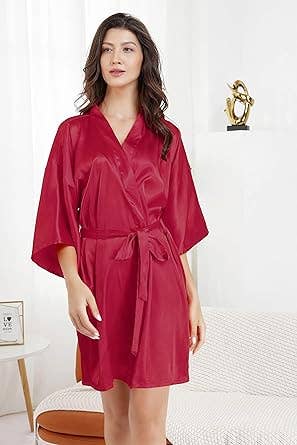 LA Merchandise - Wholesale Robe - Women's - La Merchandise LAB1800 Women's Satin Short Bridal Party Robe31