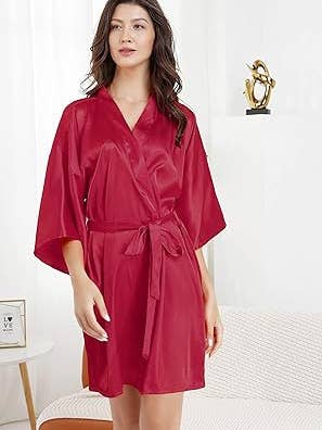 LA Merchandise - Wholesale Robe - Women's - La Merchandise LAB1800 Women's Satin Short Bridal Party Robe31