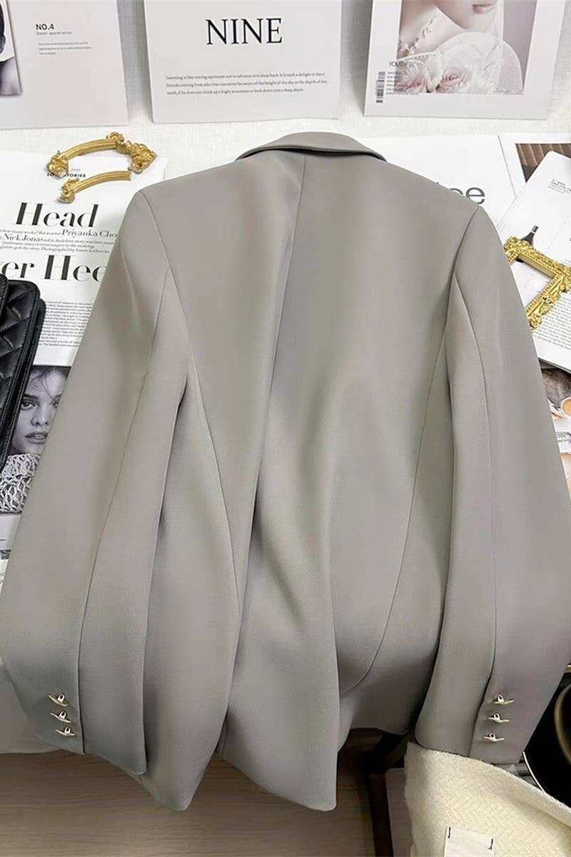 NINEXIS - Wholesale Blazer - Women's - CWOBL0138_SOLID COLOR METAL BUTTON LAPEL COMMUTER SUIT4
