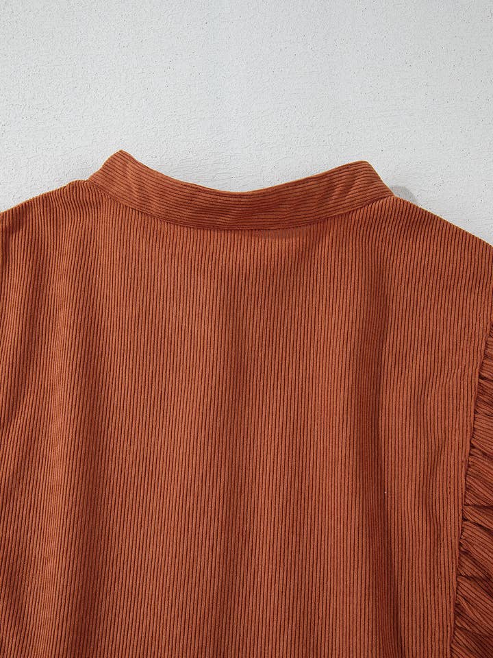 Gold Flame Corduroy Empire Waist Bracelet Sleeve Dress for wholesale on Faire18