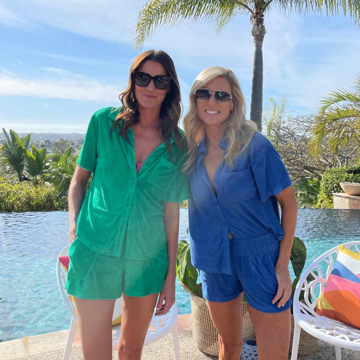 Bette - Wholesale Swim Cover Up - Women's - Cabana Sapphire Blue Terry Lounge Top2