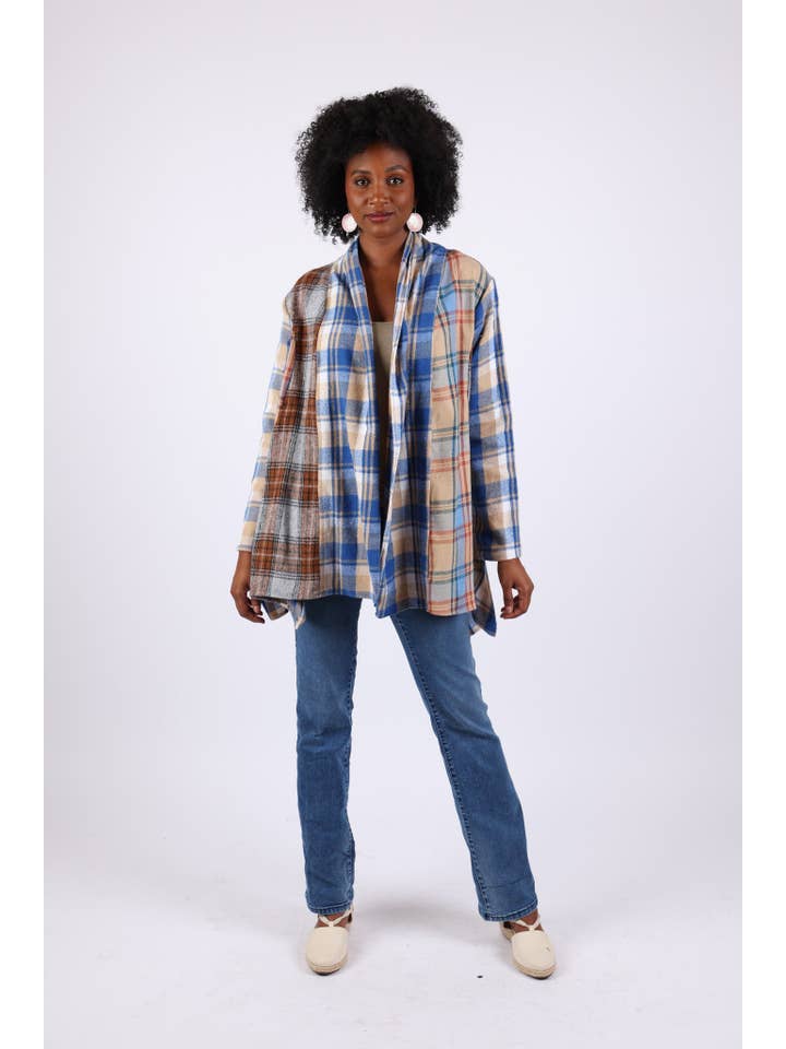 Sacred Threads - Wholesale Cardigan - Women's - Soft Tone Plaid Cardigan: Flannel in Patchwork2