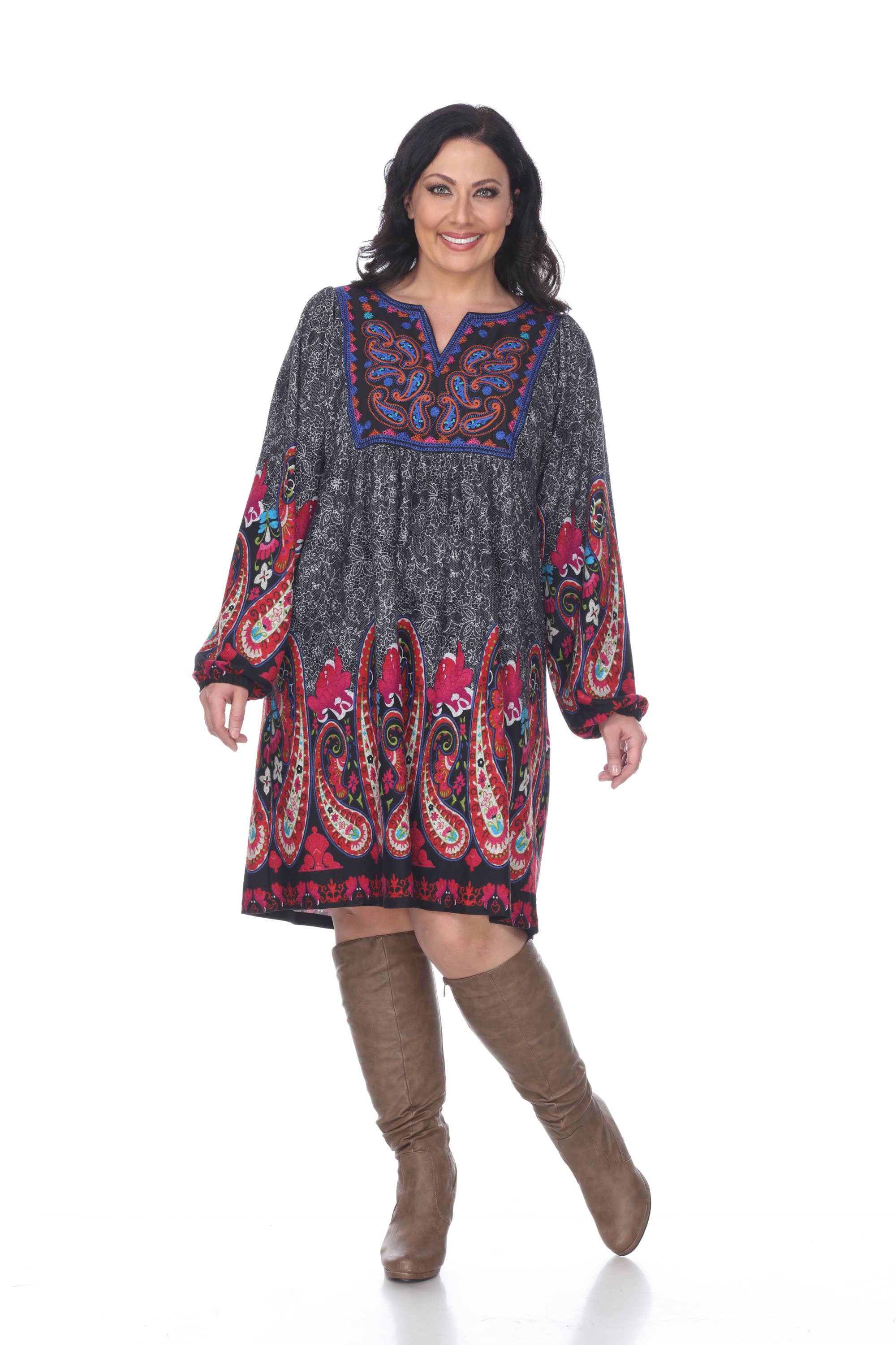 WHITE MARK – Großhandel Kleid – Damen – Besticktes Apolline Pulloverkleid - Plus Size1