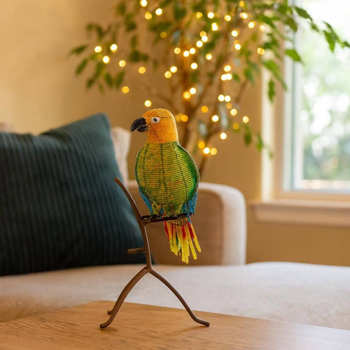 Beadworx By Extol Accessories Ltd. - Wholesale Sculpture - Parrot On Perch, Green3