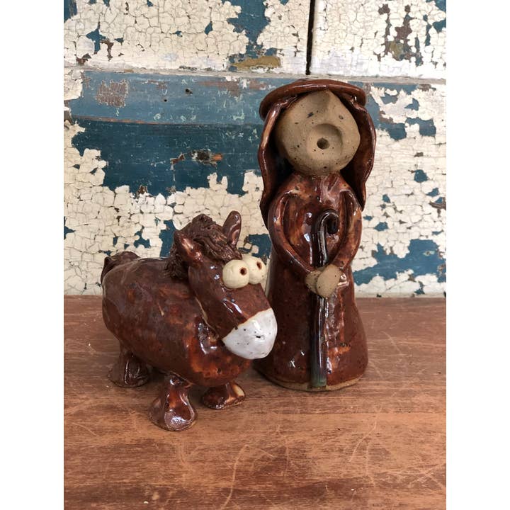 Shepard and donkey for wholesale by Colonial Folk Art Studio