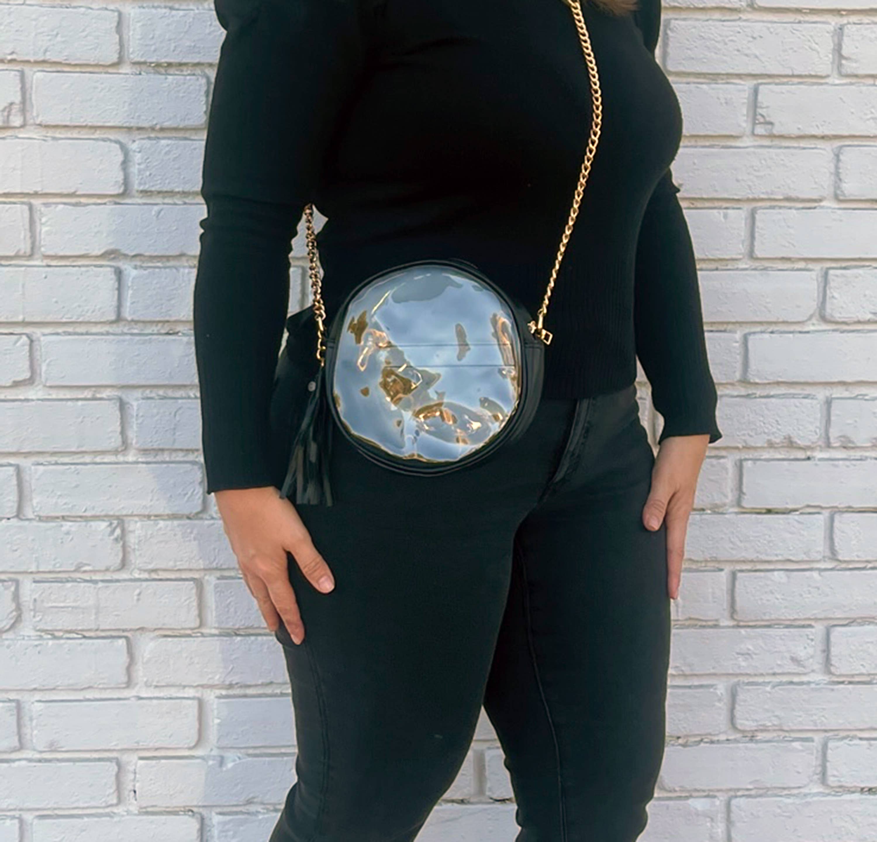 Bash - Venta al por mayor Bandolera - Mujer - Bolsa para estadio, bandolera transparente, bolsa circular, borla6