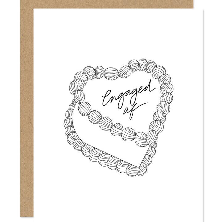 Maddon and Co - Wholesale Engagement Card - Engaged AF Heart-Shaped Cake Card