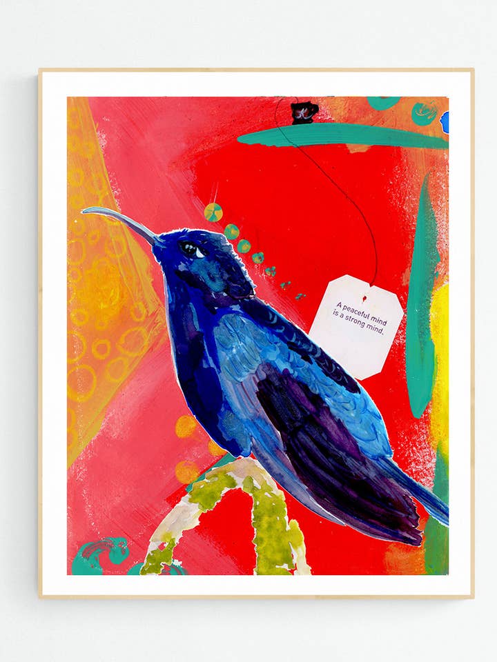 KUNSTTIDSSKRIFT FREDELIG FUGL VÆG KUNST PRINT REPRODUKTION for engroshandel hos Kelly U Fine Art Studio