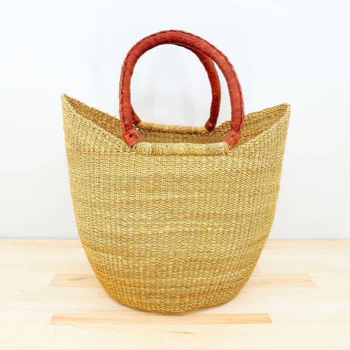 Gitzell FairTrade - Wholesale Grocery/Shopping Bag - U-Shopper Tote Basket Bag, Natural