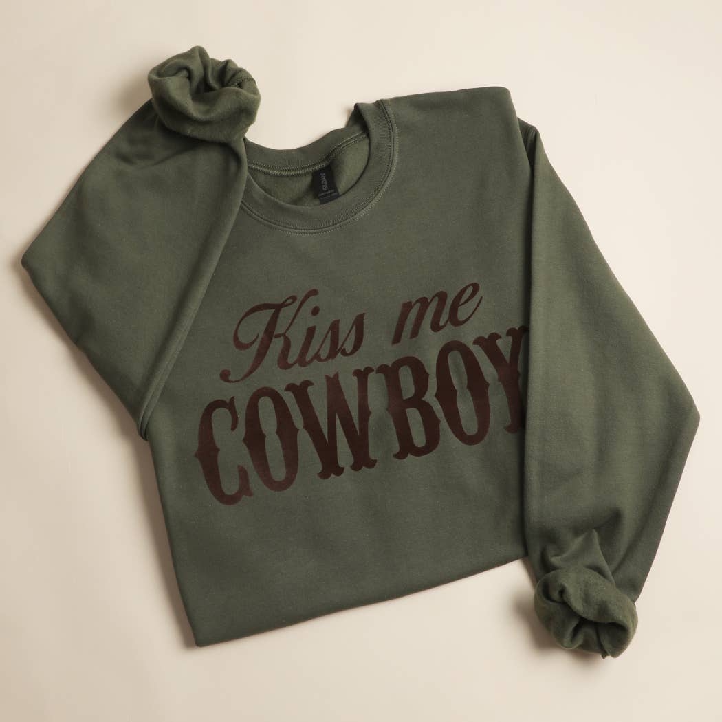 Fashion City - Wholesale Graphic Sweatshirt - Women's - KISS ME COWBOY Heavyweight Crewneck Sweatshirt8