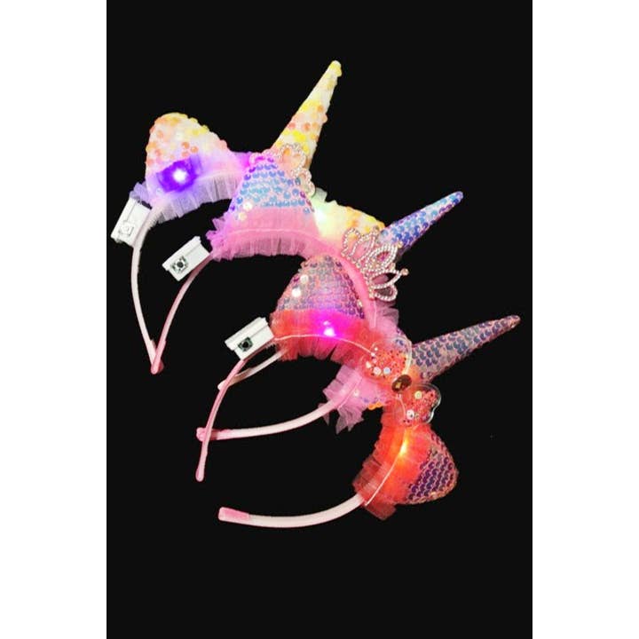 Cap Zone - Wholesale Fashion Headband - Women's - Unicorn Princess Sequins LED Light-Up Hairband1