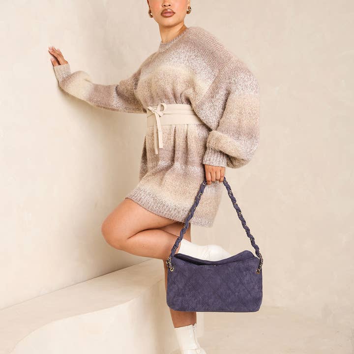 Jen & Co. - Wholesale Crossbody Bag - Women's - M2549 Dominique Faux Suede Quilted Shoulder Bag1