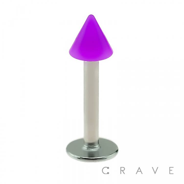 CRAVE - Wholesale Lip Ring - 316L SS LABRET/MONROE WITH SOLID COLOR ACRYLIC SPIKE5