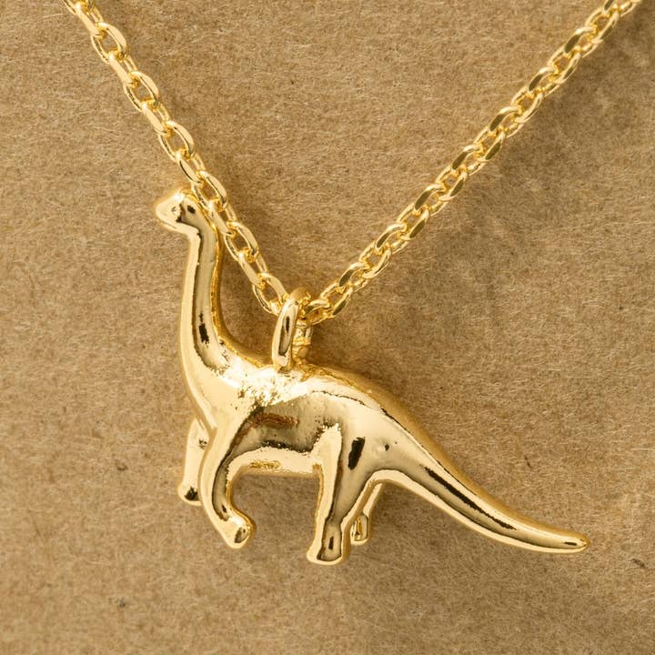 Fame Accessories - Wholesale Pendant/Charm Necklace - Gold Dipped Brachiosaurus Dinosaur Pendant Necklace2